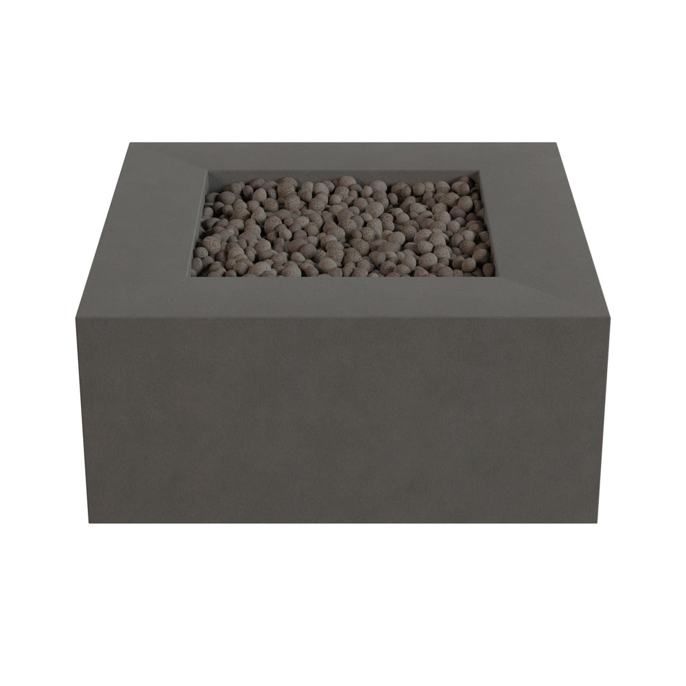 A gray rectangular container filled with small rocks or pebbles.