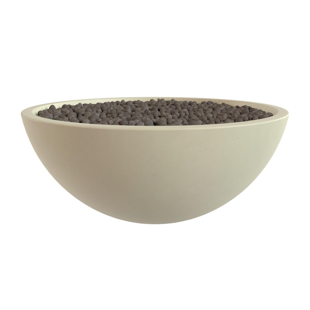 A white bowl filled with small, dark-colored stones or pebbles.