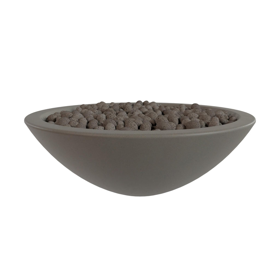 A gray bowl filled with small, round objects, possibly stones or pebbles.