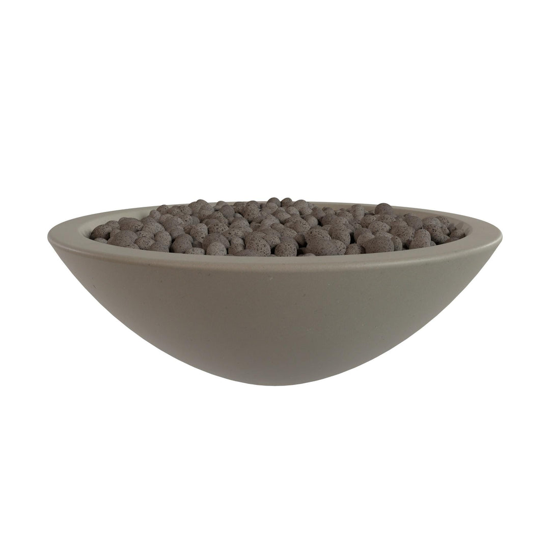 A gray bowl filled with small, round objects, possibly beads or stones, is shown against a white background.