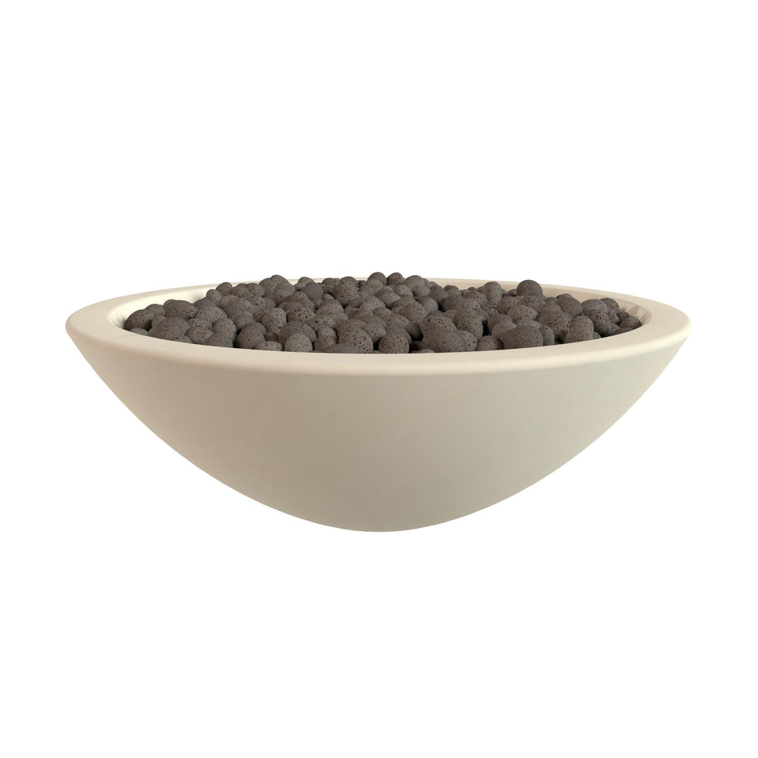 A white bowl filled with small, dark-colored objects, possibly stones or pebbles.