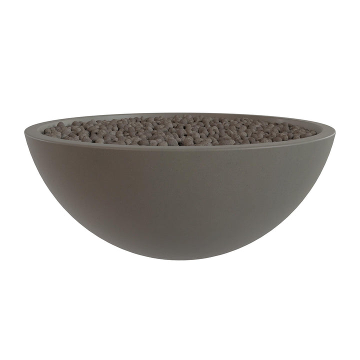 A gray bowl filled with small rocks or pebbles.