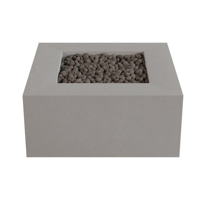 A gray rectangular container filled with small gray stones or pebbles.