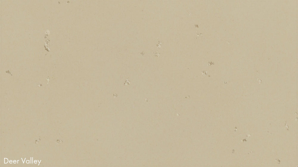 The image is a close-up of a beige surface with small white spots scattered across it.