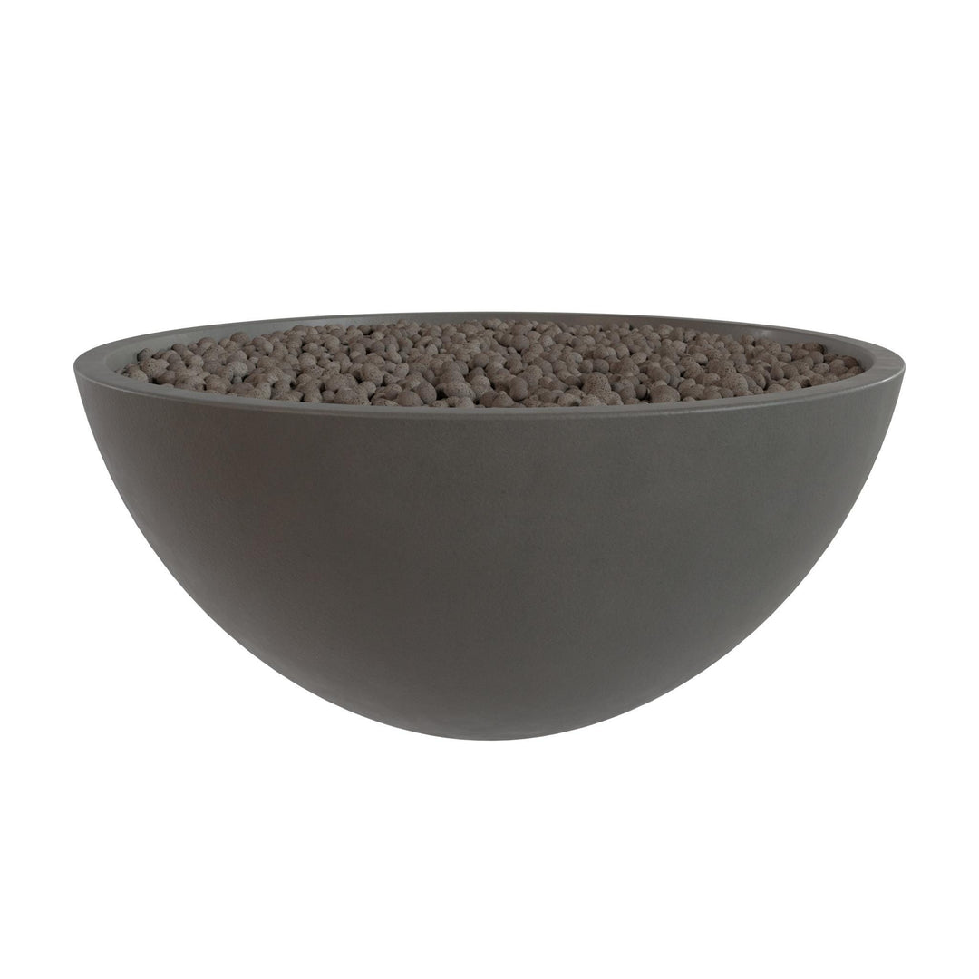 A gray bowl filled with small rocks or pebbles.