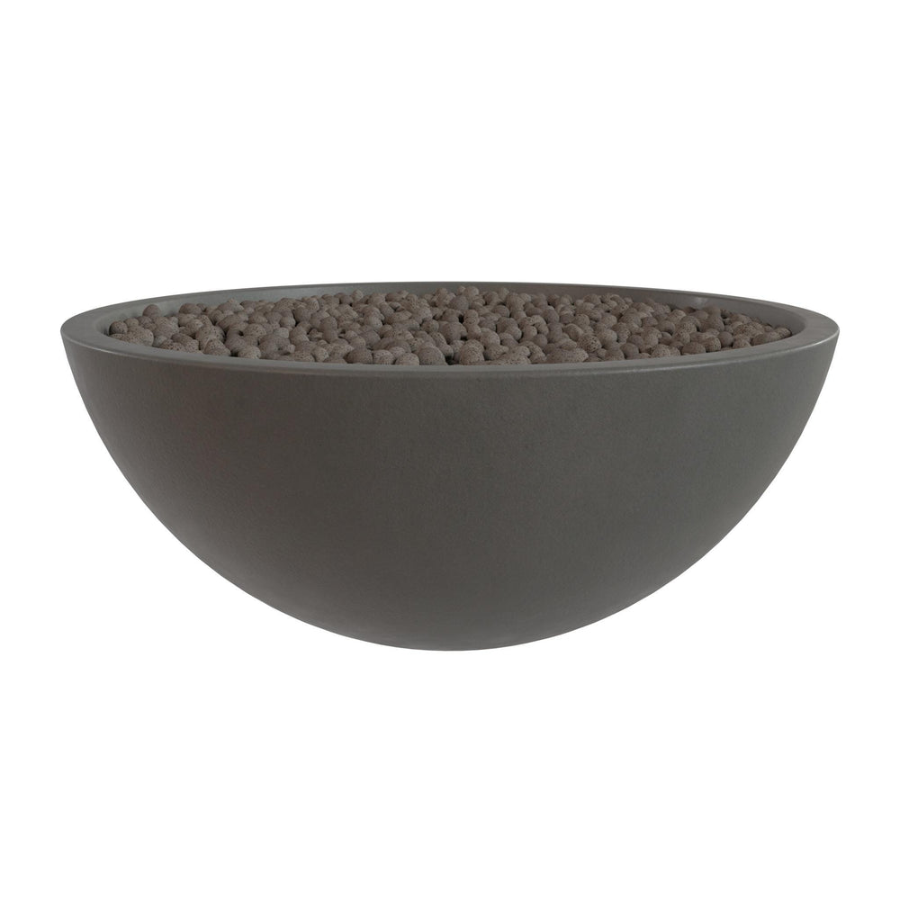 A gray bowl filled with small rocks or pebbles.